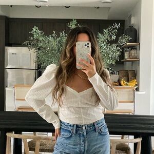 Topshop White Puff Sleeve Blouse